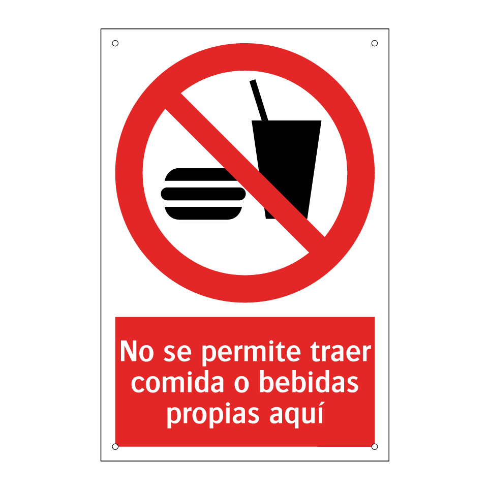 No se permite traer comida o bebidas propias aquí