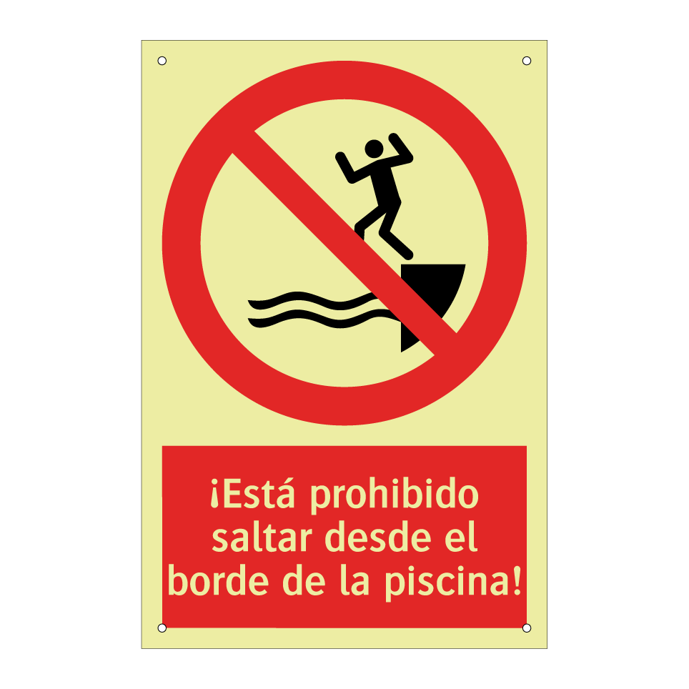 ¡Está prohibido saltar desde el borde de la piscina!