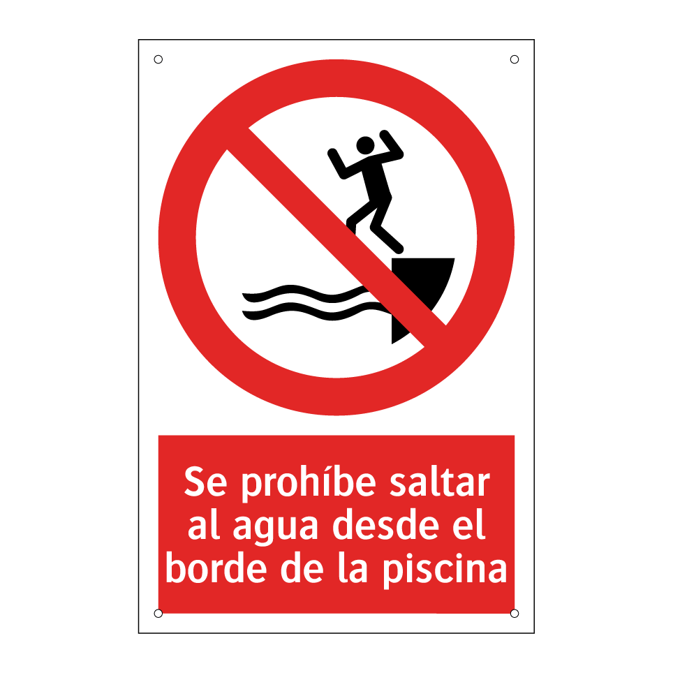 Se prohíbe saltar al agua desde el borde de la piscina