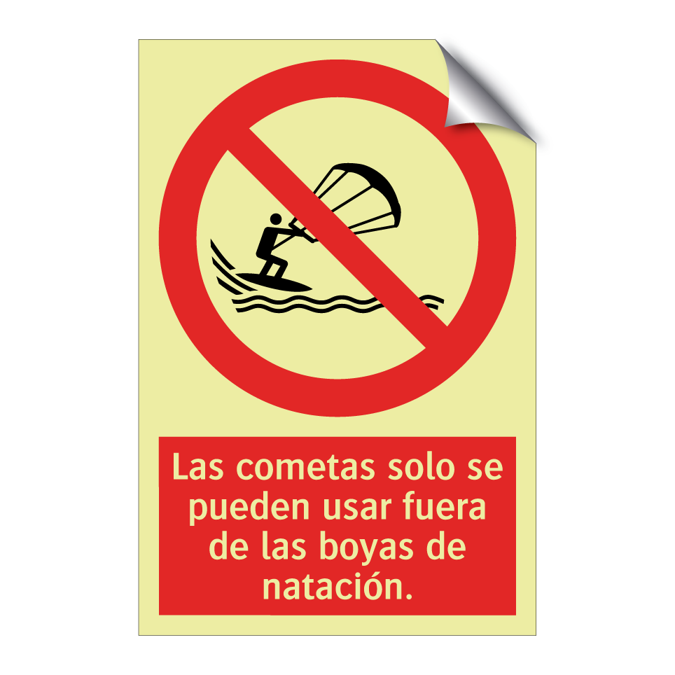 Las cometas solo se pueden usar fuera de las boyas de natación.