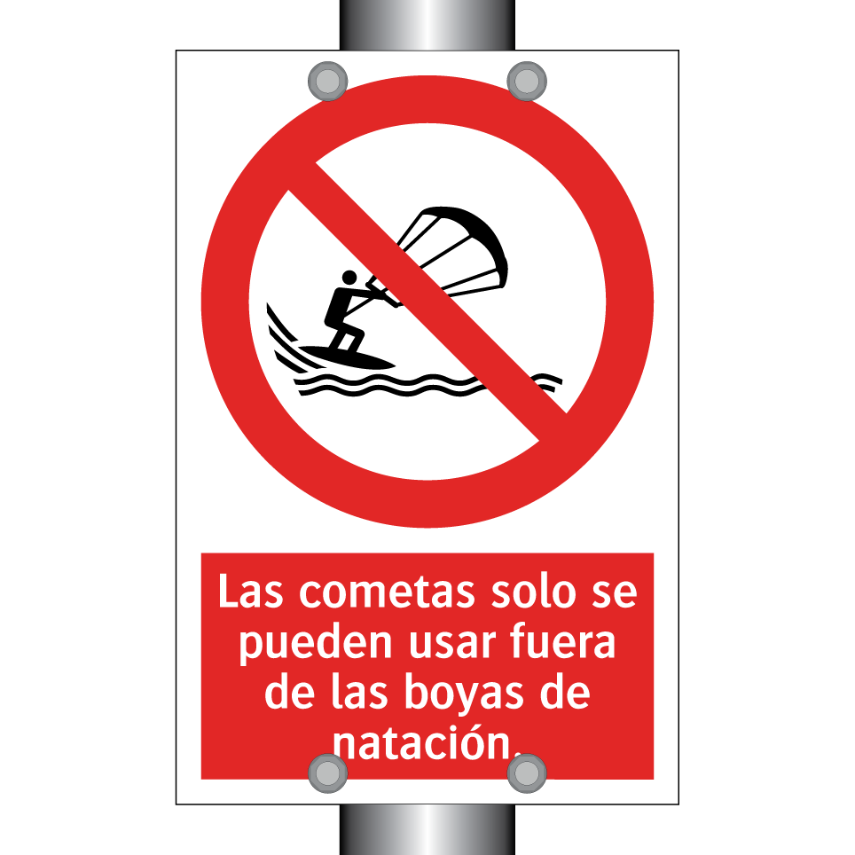 Las cometas solo se pueden usar fuera de las boyas de natación.