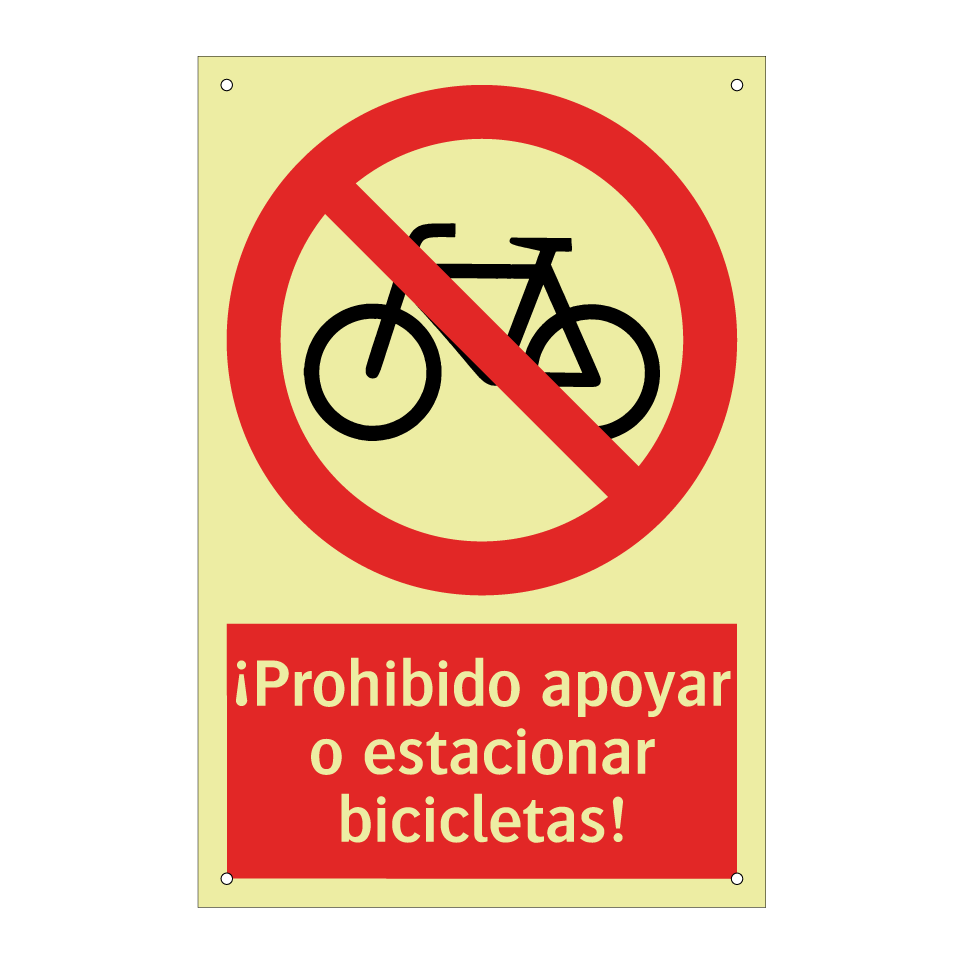 ¡Prohibido apoyar o estacionar bicicletas!