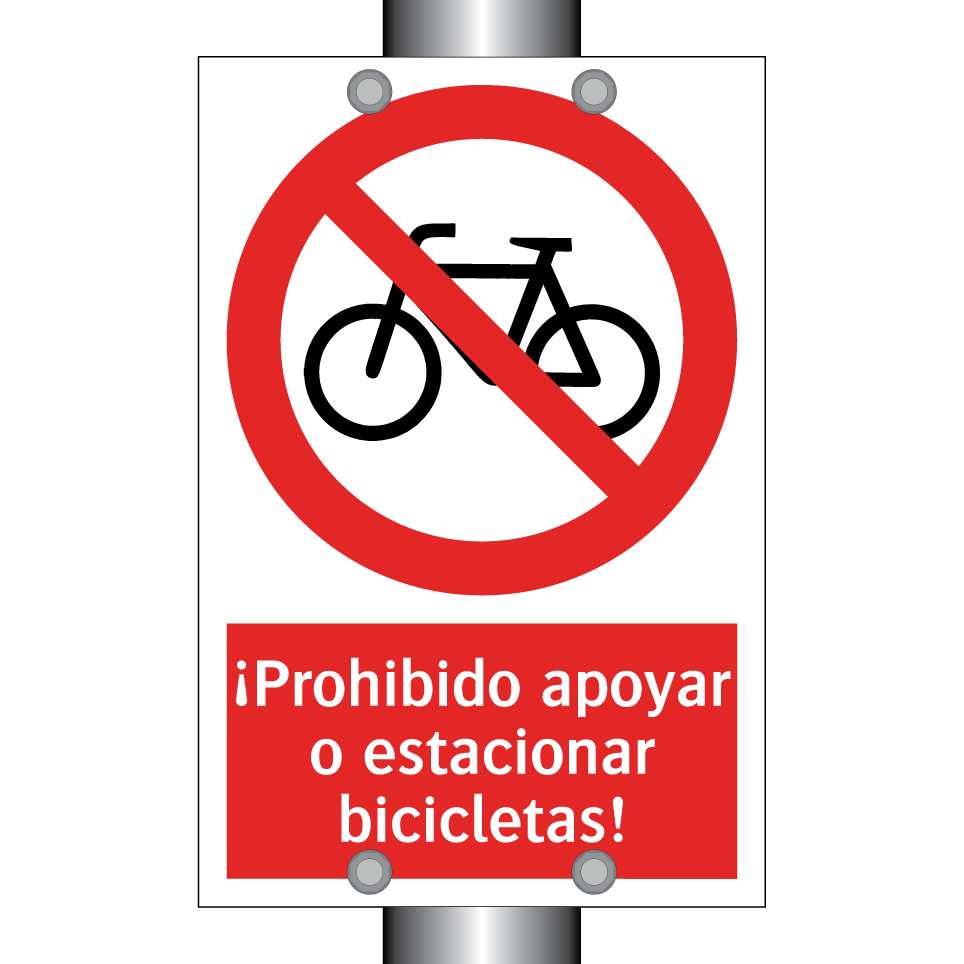 ¡Prohibido apoyar o estacionar bicicletas!