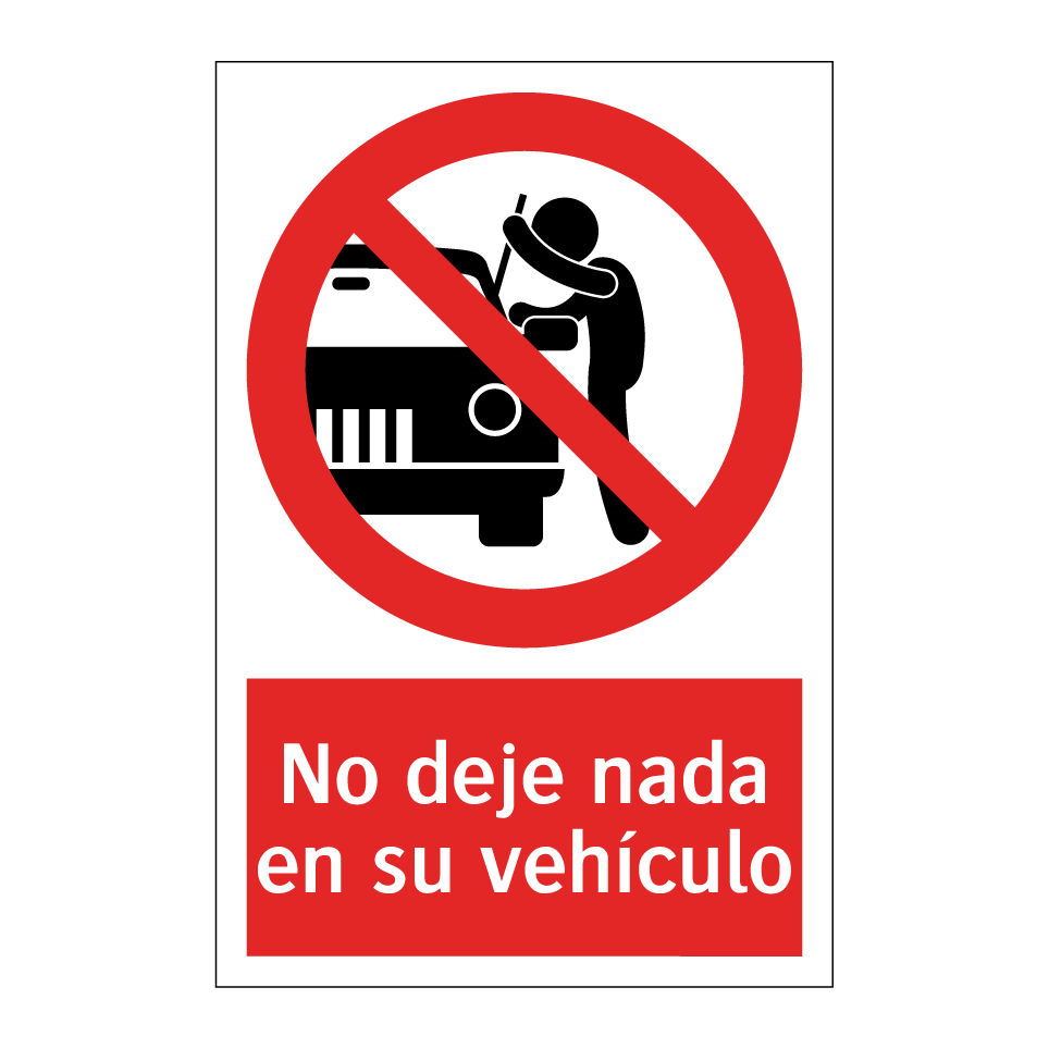 No deje nada en su vehículo
