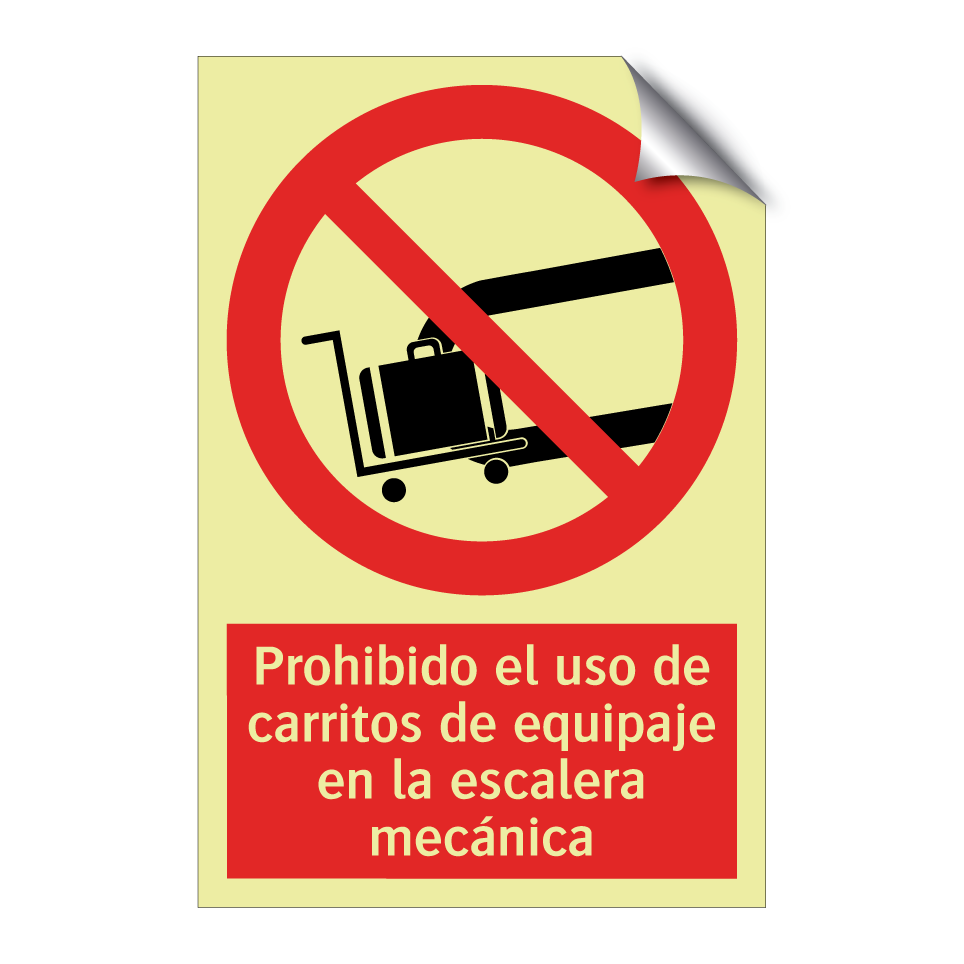 Prohibido el uso de carritos de equipaje en la escalera mecánica