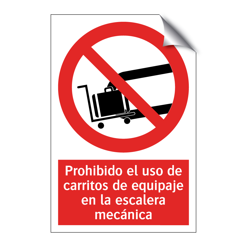 Prohibido el uso de carritos de equipaje en la escalera mecánica