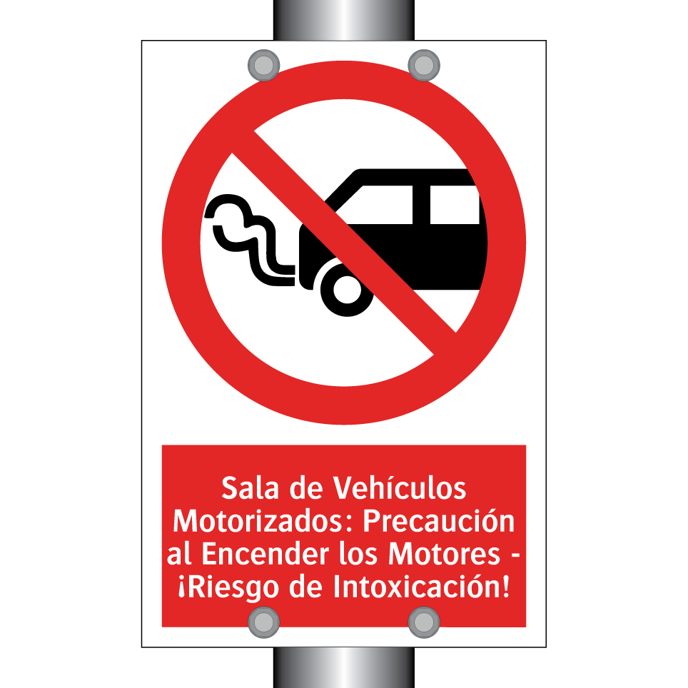 Sala de Vehículos Motorizados: Precaución al Encender los Motores - ¡Riesgo de Intoxicación!