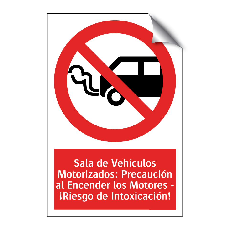 Sala de Vehículos Motorizados: Precaución al Encender los Motores - ¡Riesgo de Intoxicación!