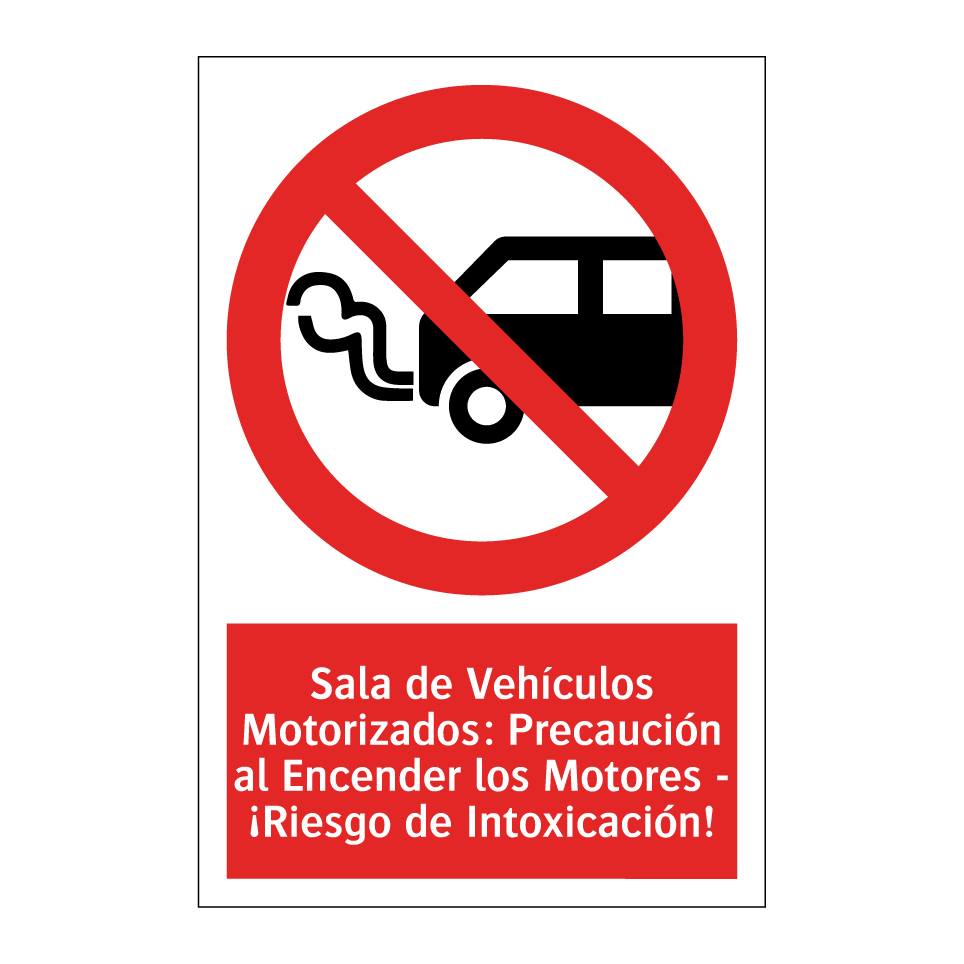 Sala de Vehículos Motorizados: Precaución al Encender los Motores - ¡Riesgo de Intoxicación!