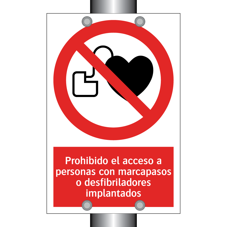 Prohibido el acceso a personas con marcapasos o desfibriladores implantados