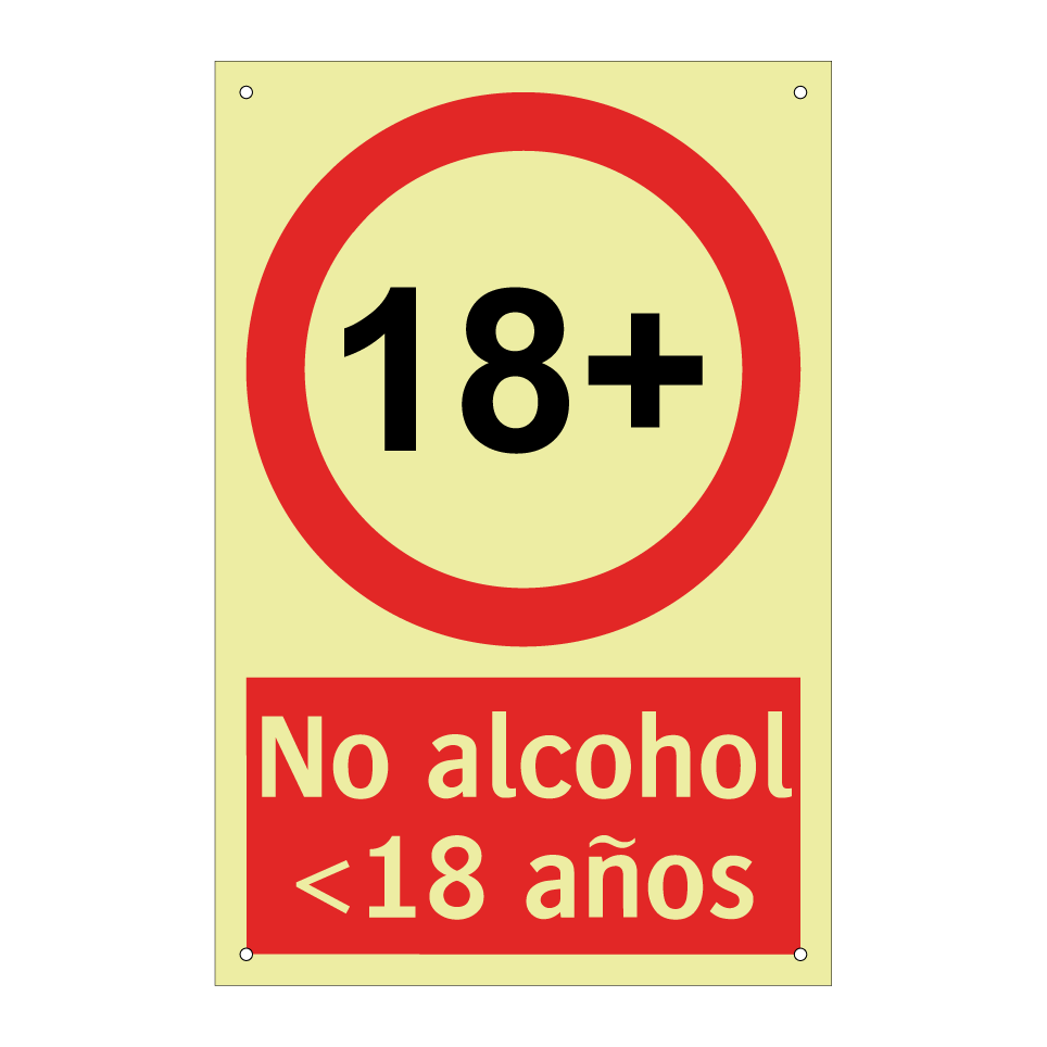 No alcohol <18 años