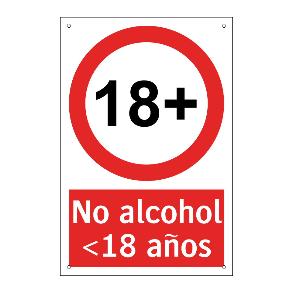 No alcohol <18 años