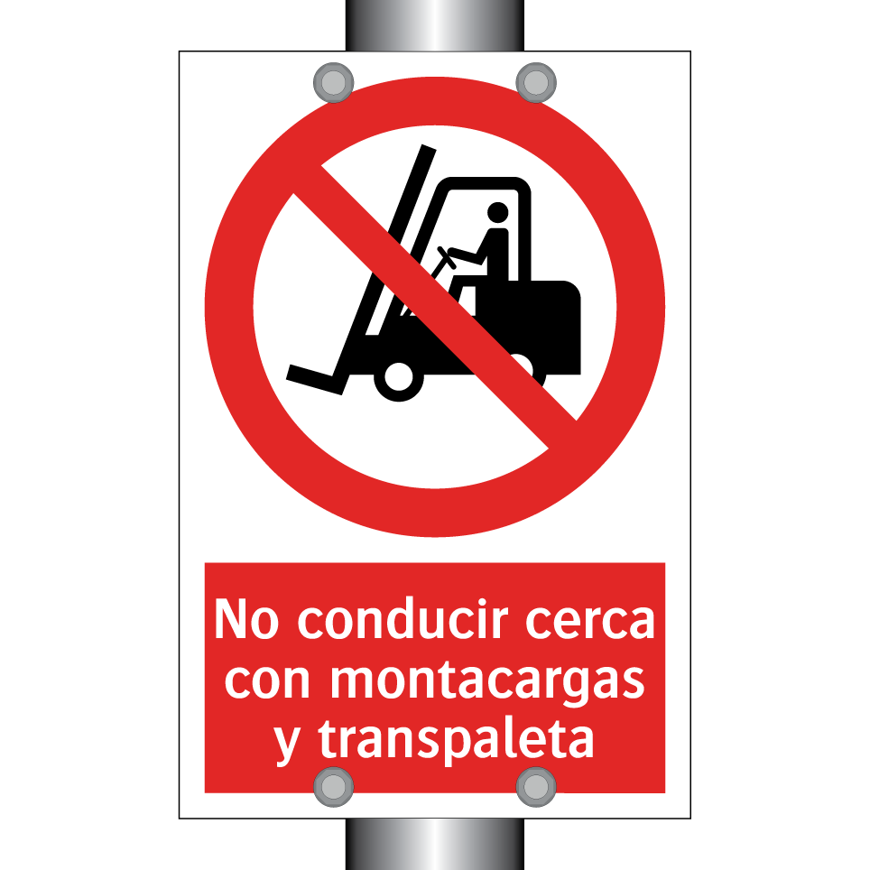 No conducir cerca con montacargas y transpaleta