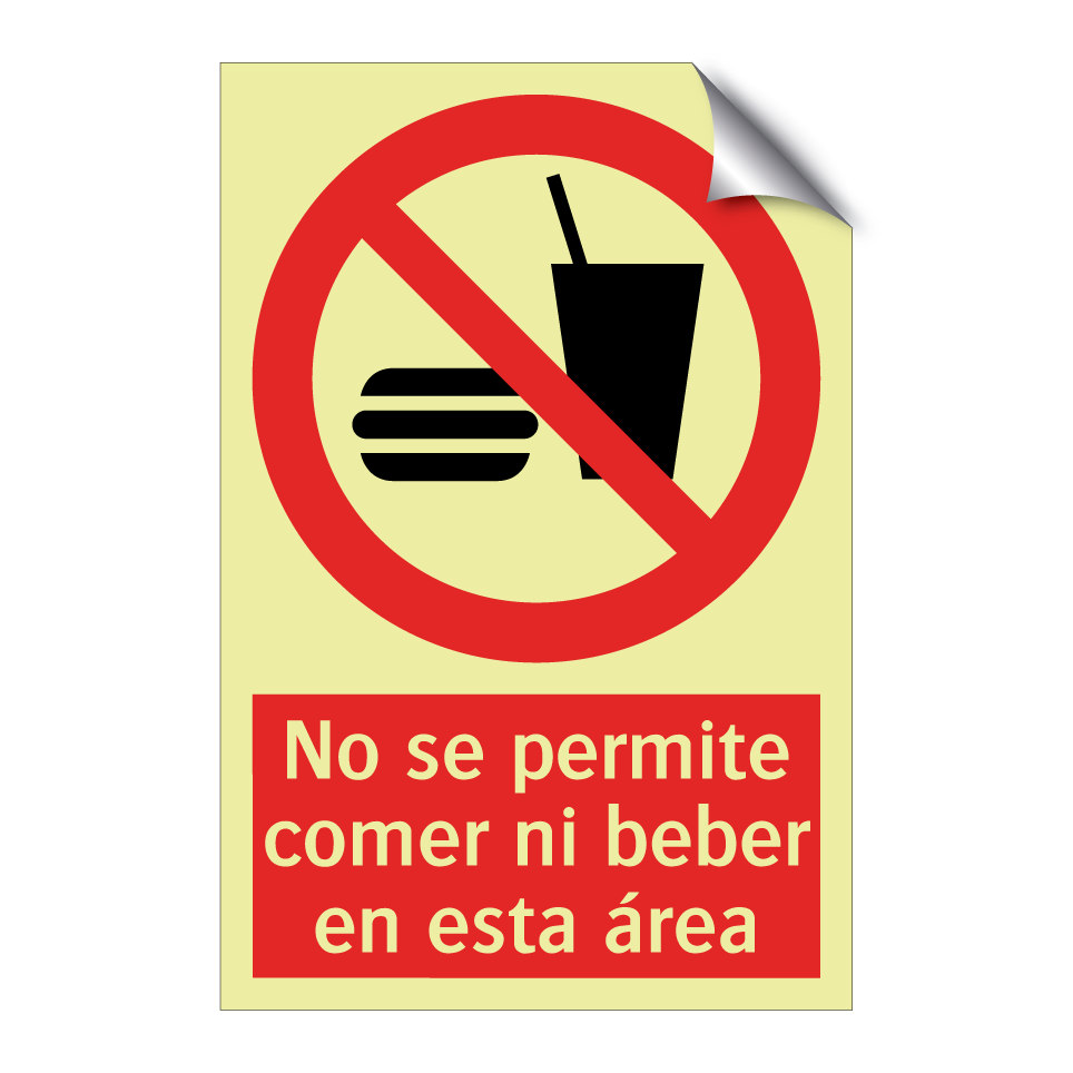 No se permite comer ni beber en esta área