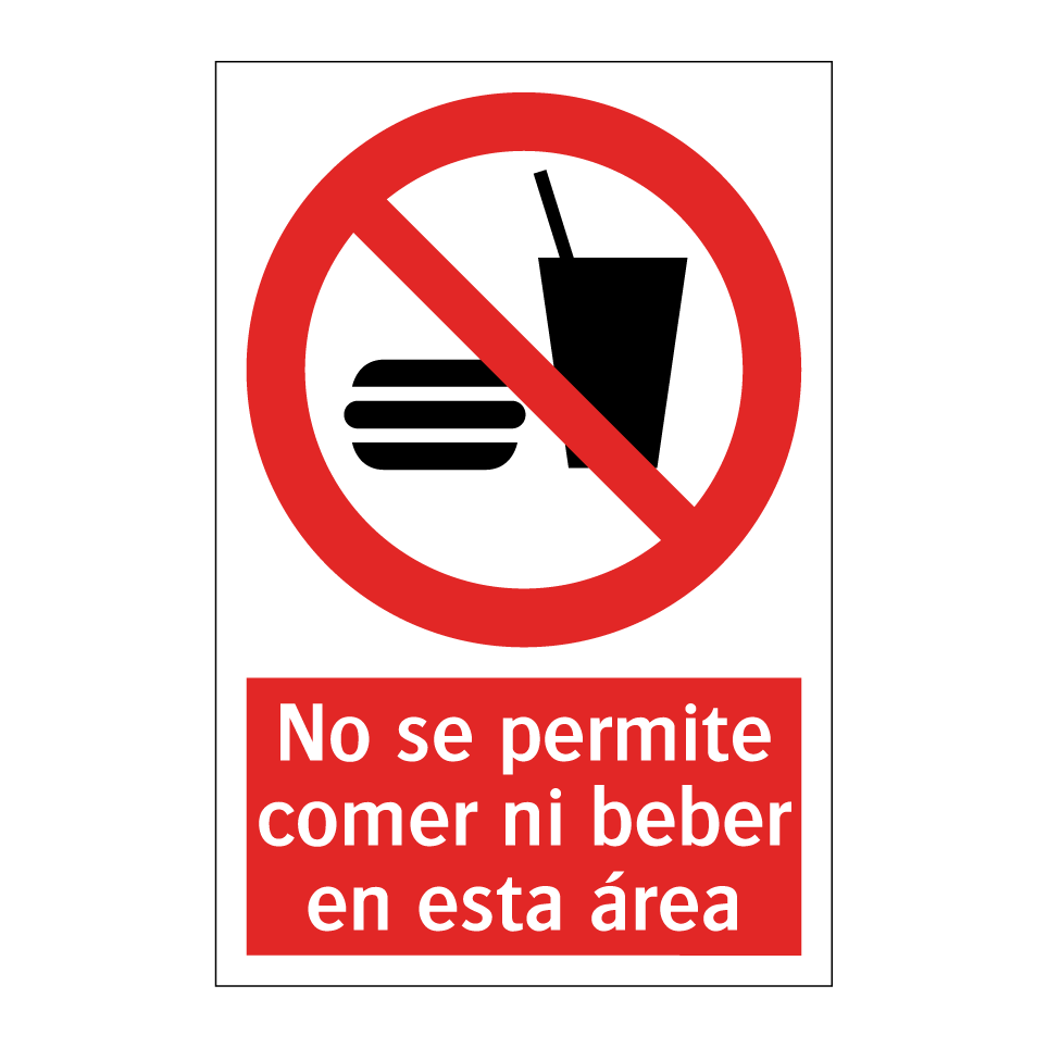 No se permite comer ni beber en esta área