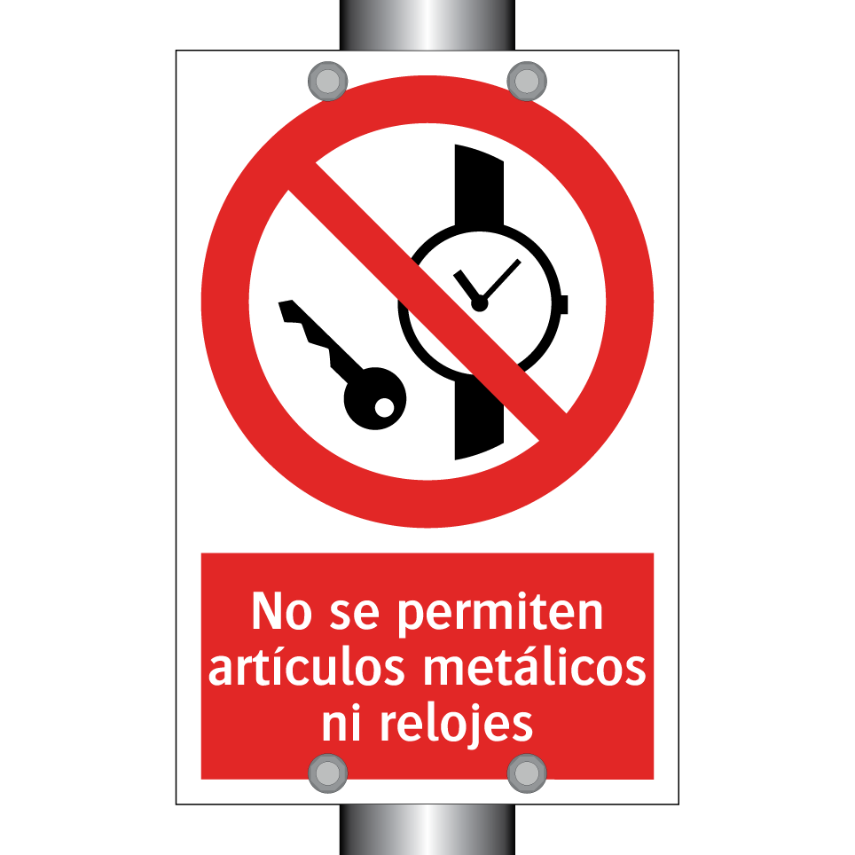 No se permiten artículos metálicos ni relojes