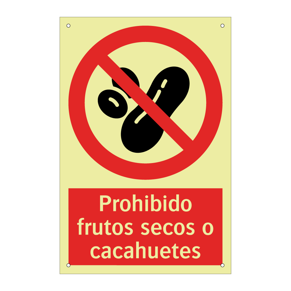 Prohibido frutos secos o cacahuetes