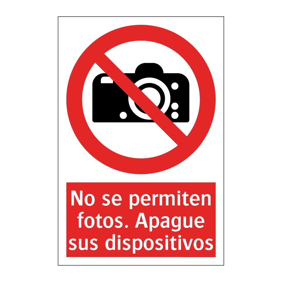 No se permiten fotos. Apague sus dispositivos