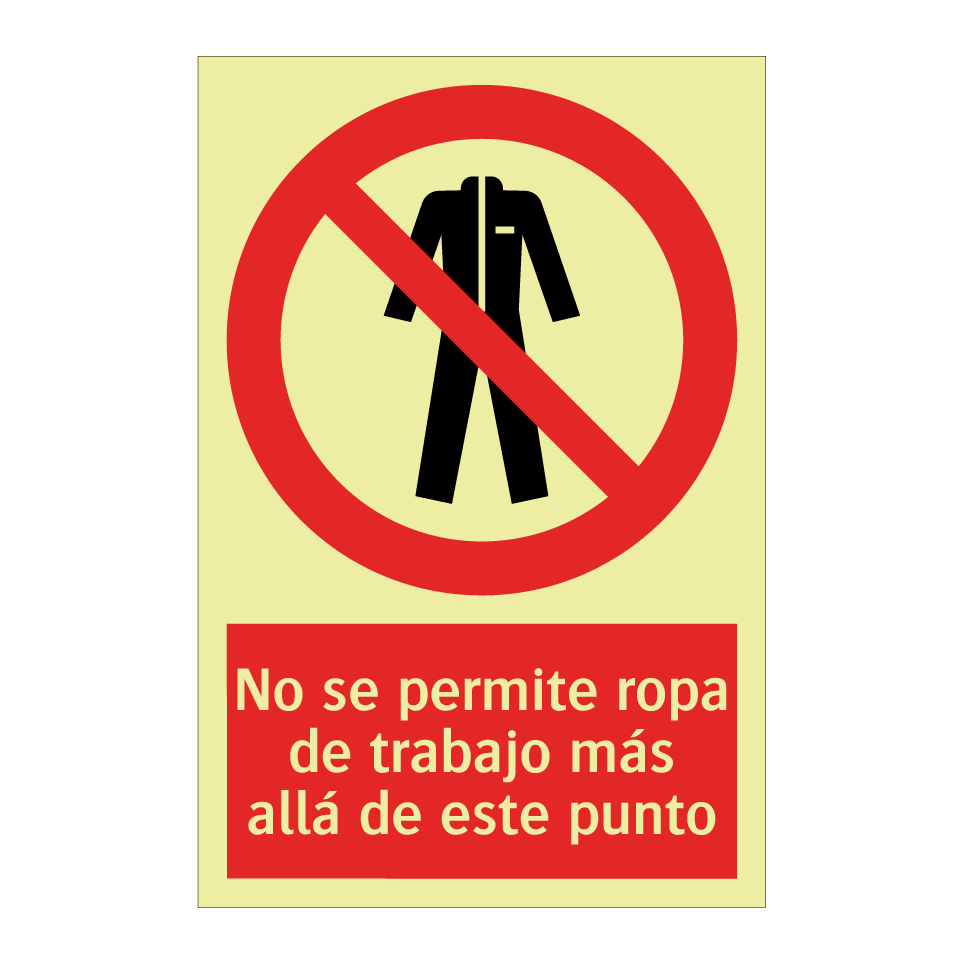 No se permite ropa de trabajo más allá de este punto