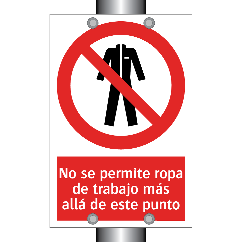 No se permite ropa de trabajo más allá de este punto