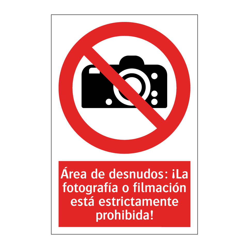 Área de desnudos: ¡La fotografía o filmación está estrictamente prohibida!