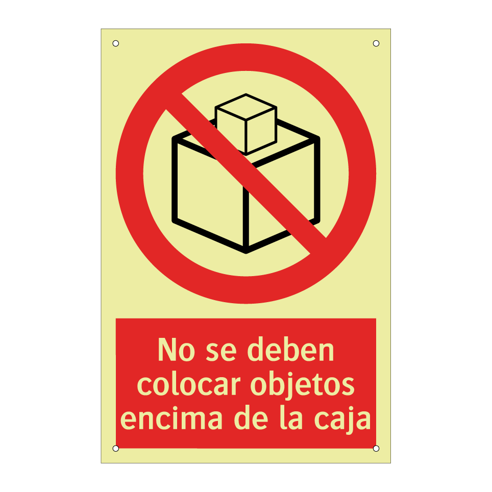 No se deben colocar objetos encima de la caja