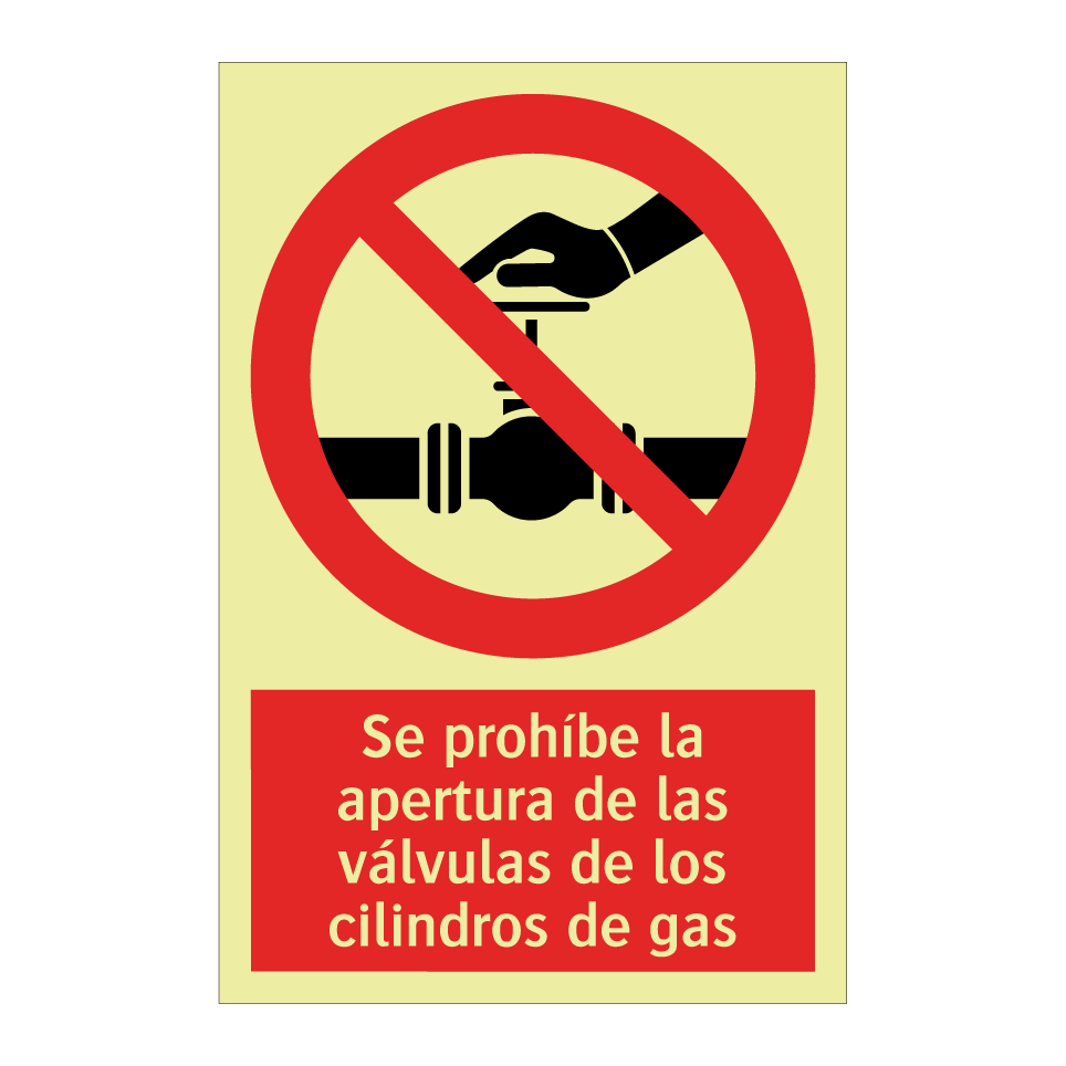 Se prohíbe la apertura de las válvulas de los cilindros de gas