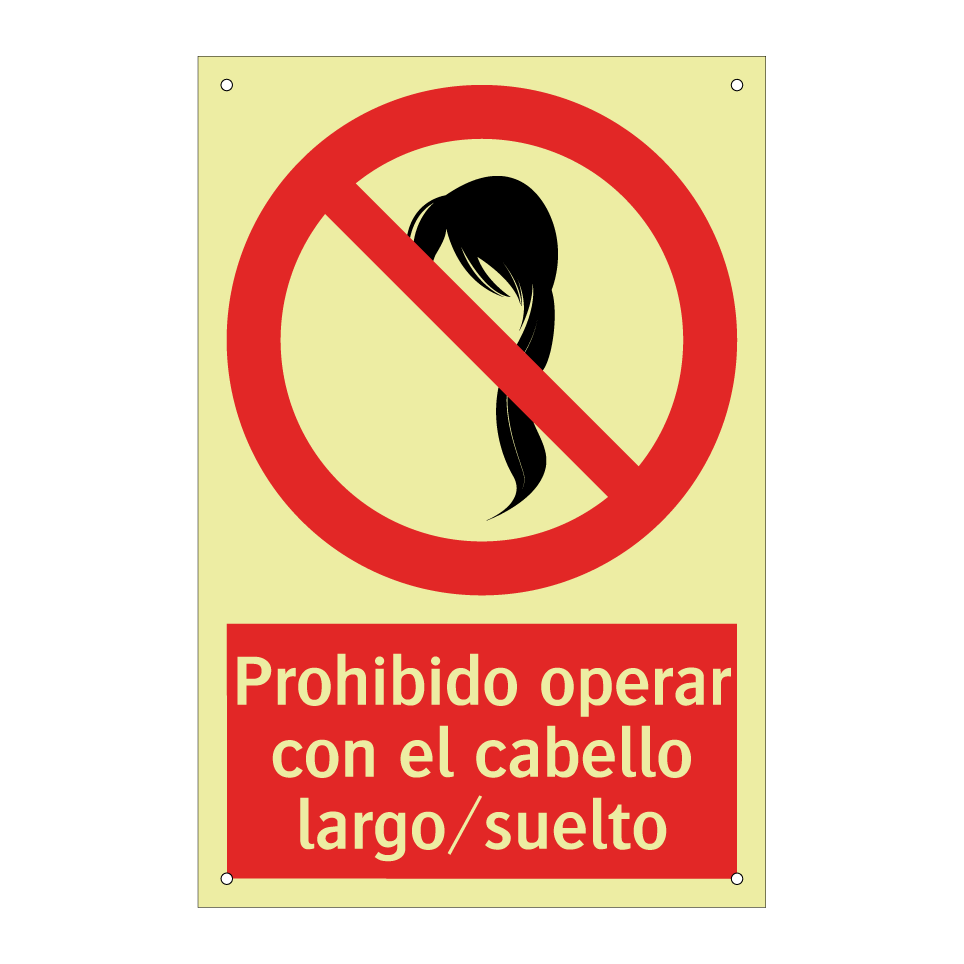 Prohibido operar con el cabello largo/suelto