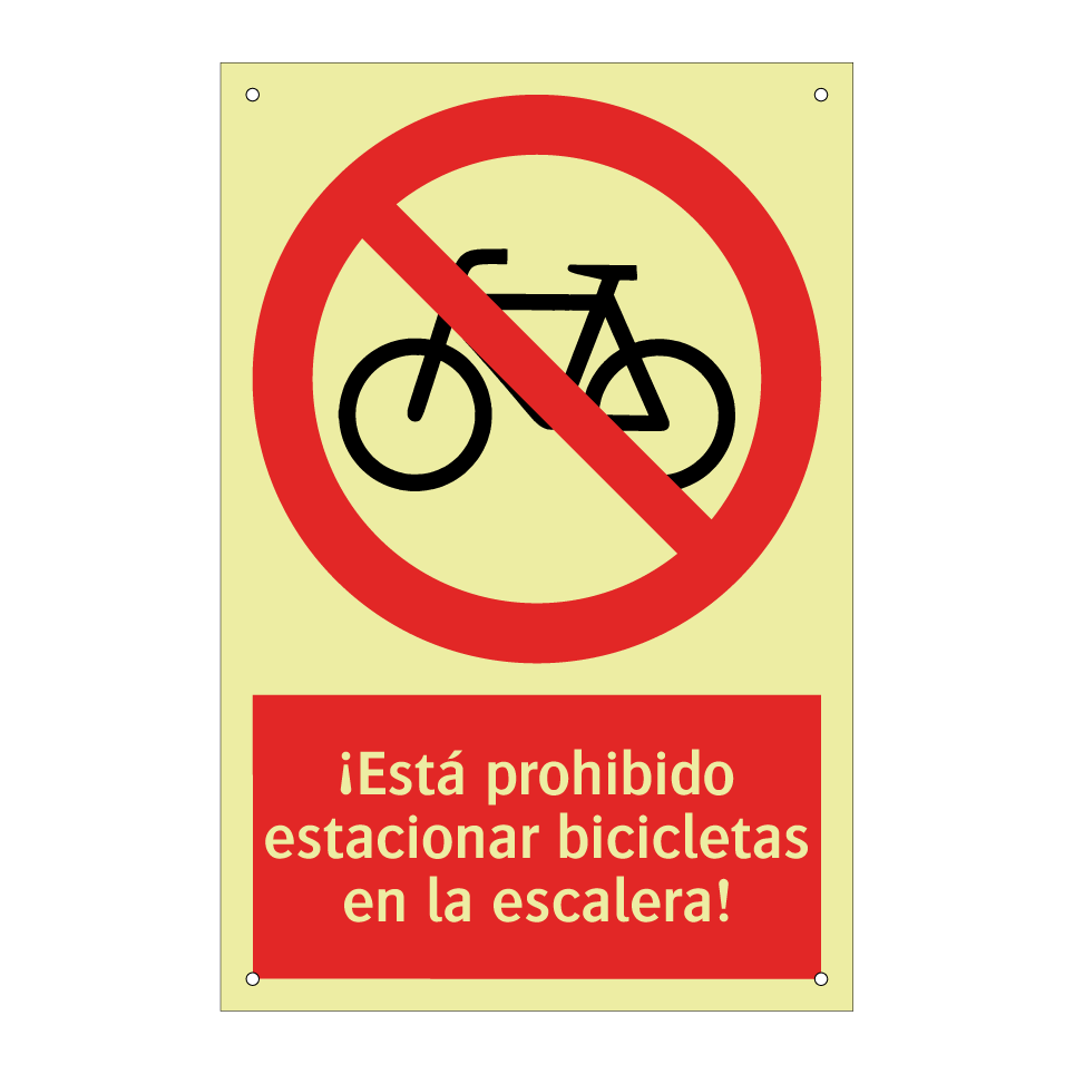 ¡Está prohibido estacionar bicicletas en la escalera!
