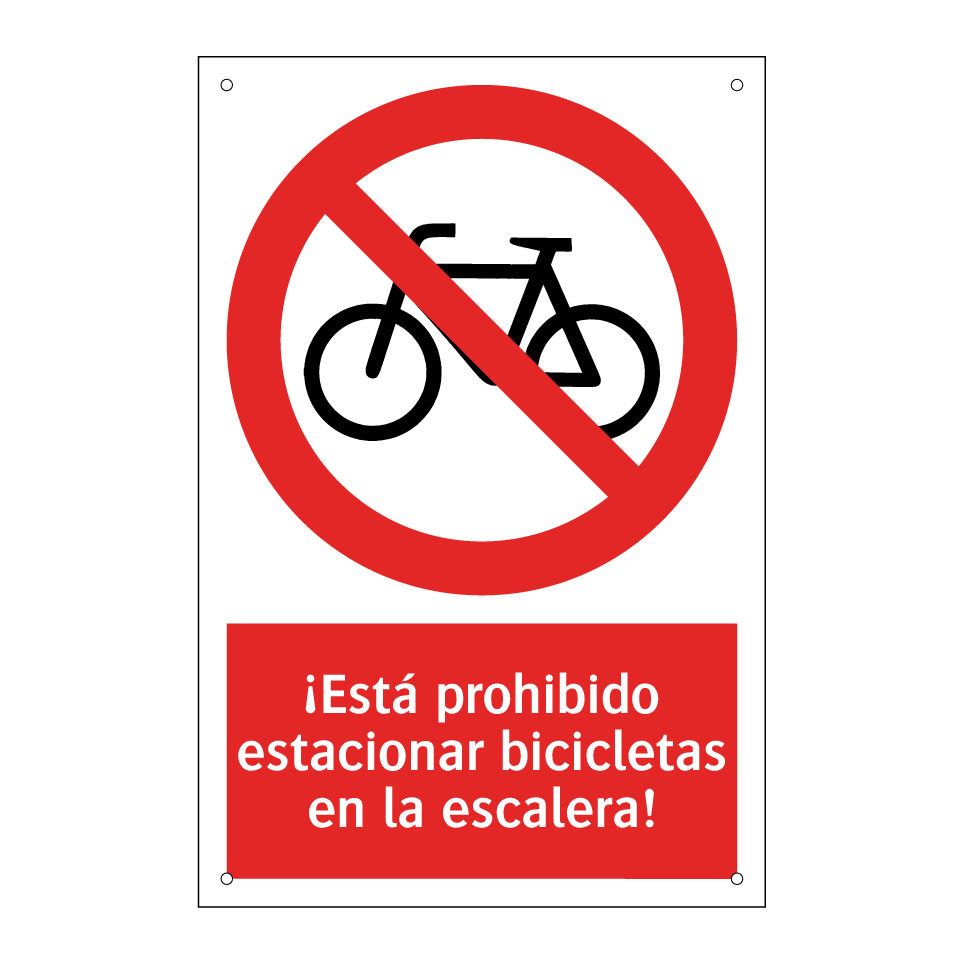 ¡Está prohibido estacionar bicicletas en la escalera!