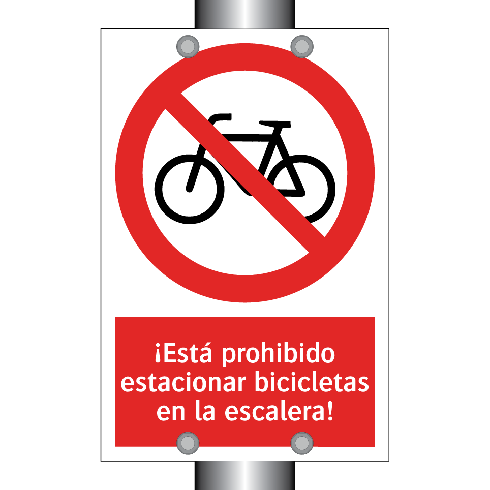 ¡Está prohibido estacionar bicicletas en la escalera!