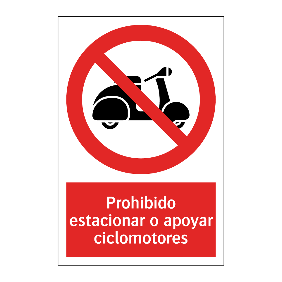 Prohibido estacionar o apoyar ciclomotores