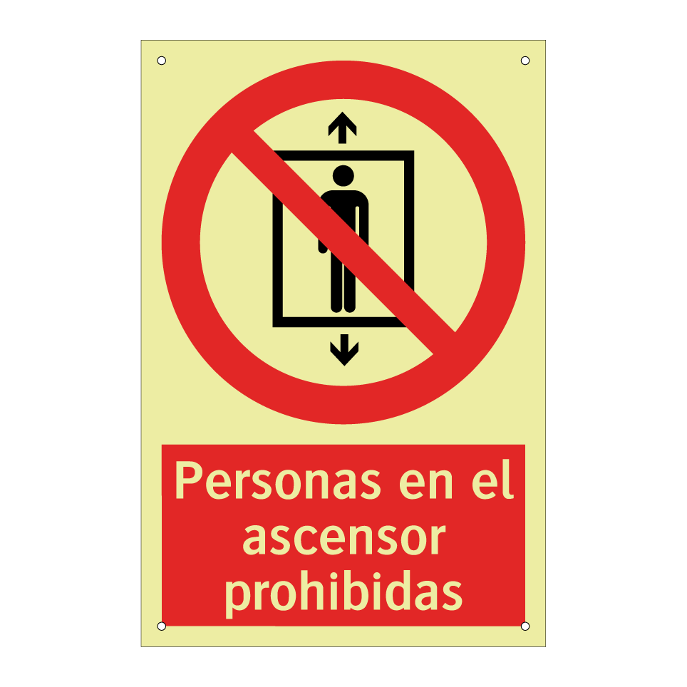 Personas en el ascensor prohibidas