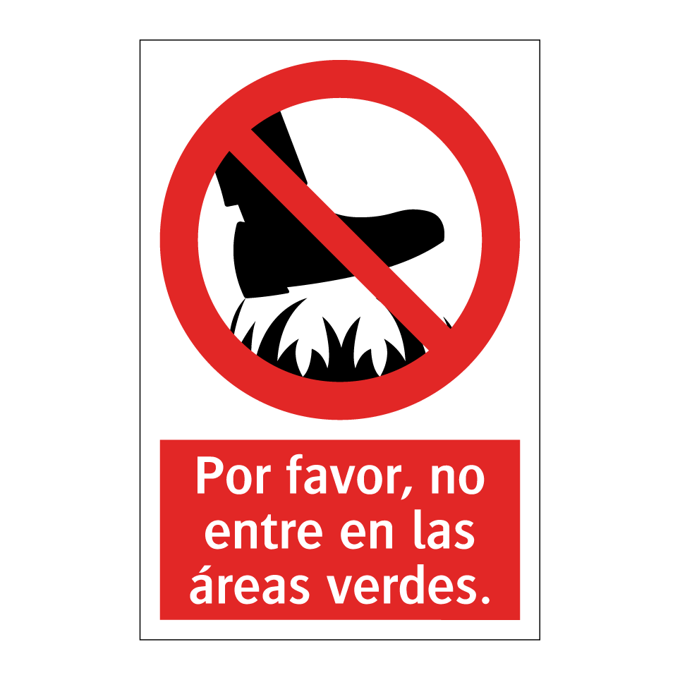 Por favor, no entre en las áreas verdes.