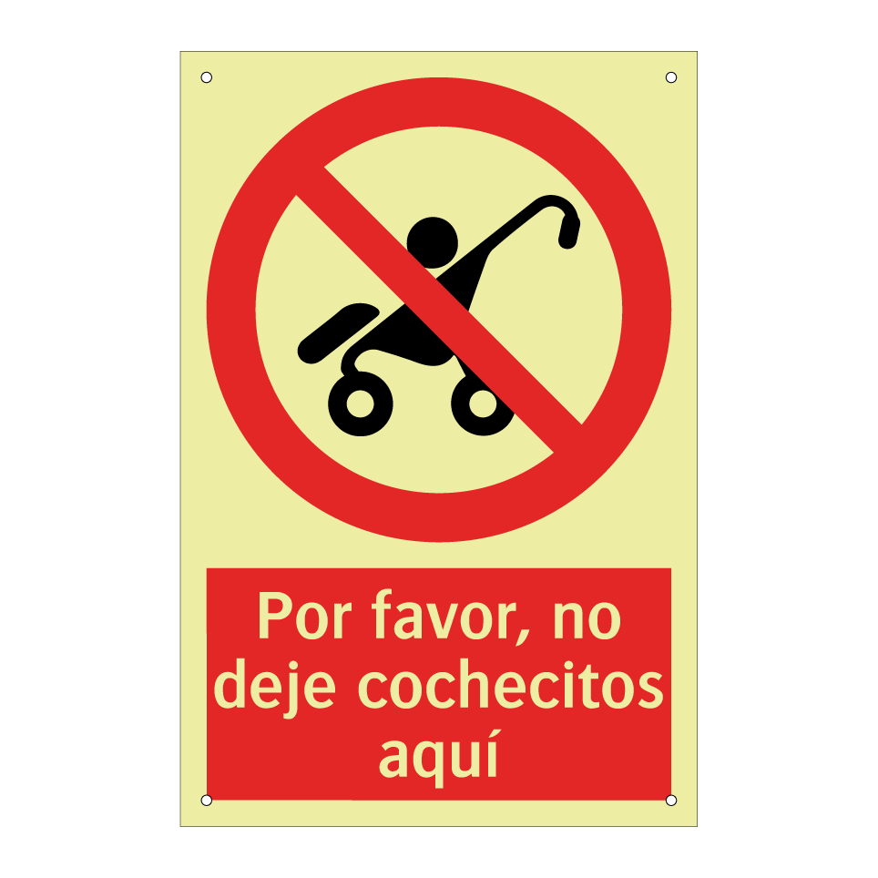 Por favor, no deje cochecitos aquí