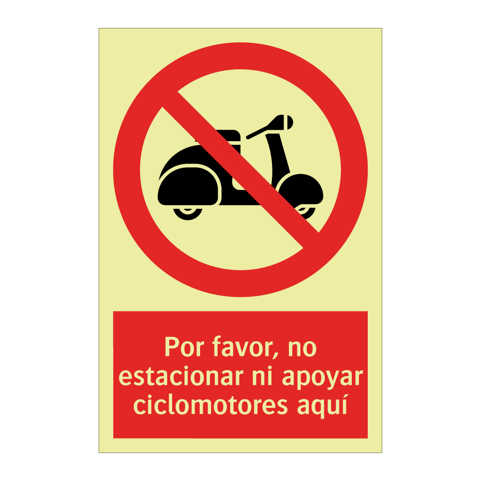 Por favor, no estacionar ni apoyar ciclomotores aquí