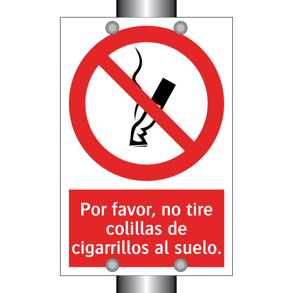 Por favor, no tire colillas de cigarrillos al suelo.