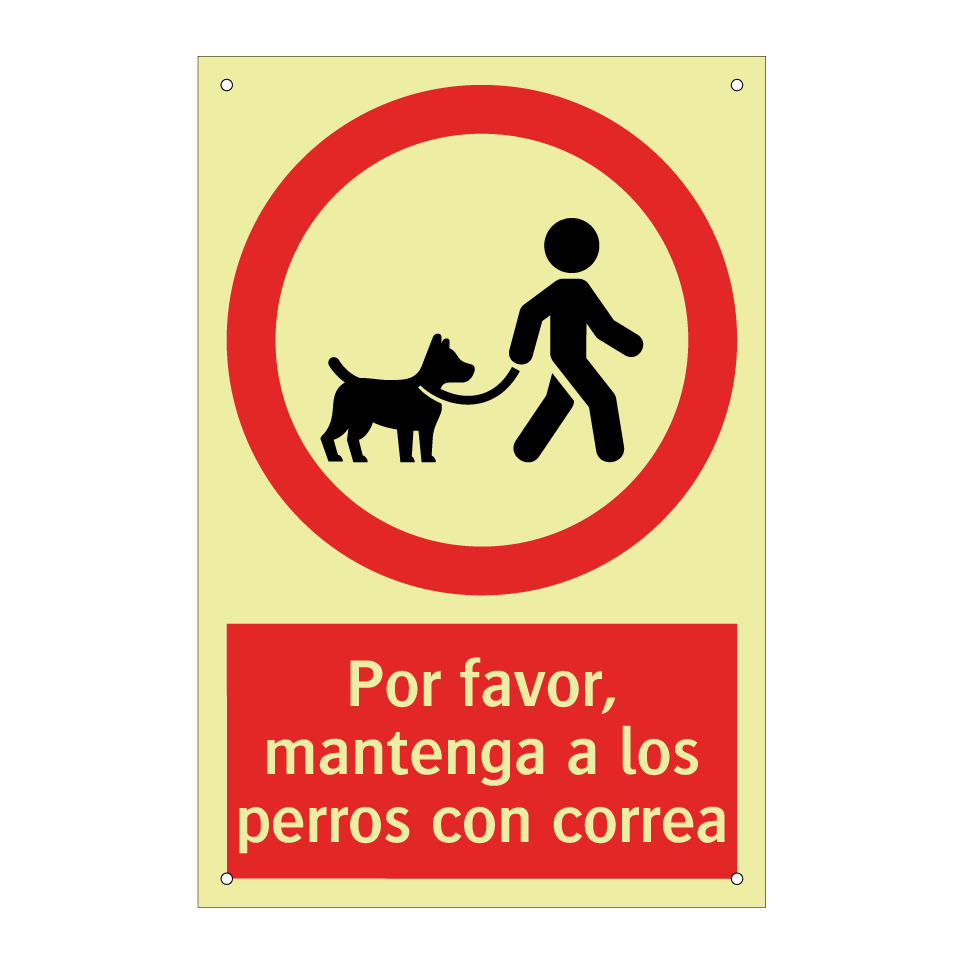 Por favor, mantenga a los perros con correa