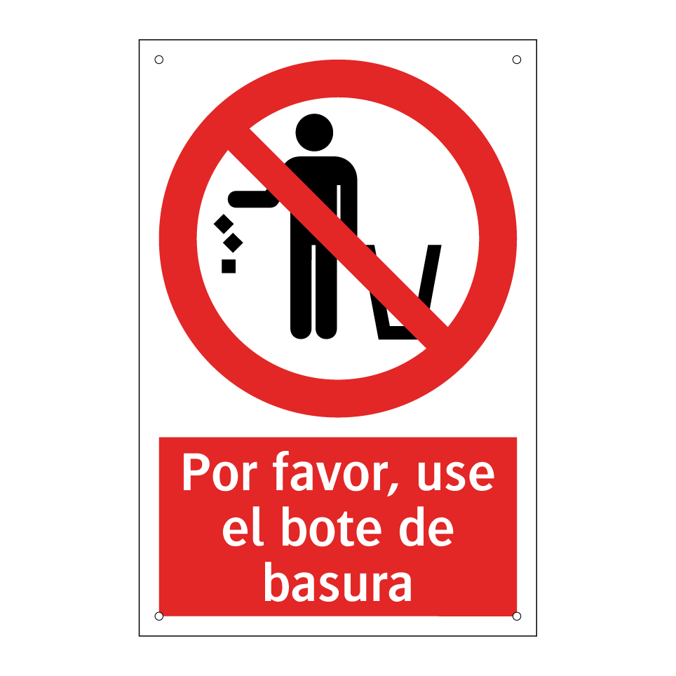 Por favor, use el bote de basura