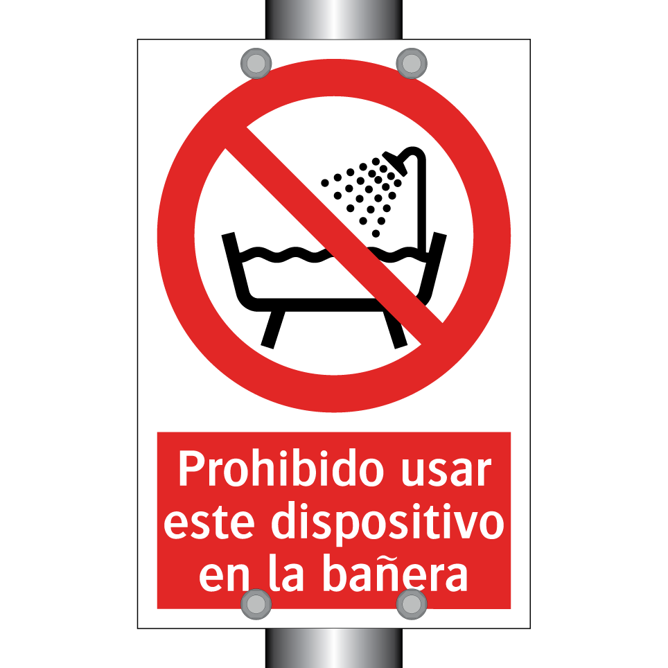 Prohibido usar este dispositivo en la bañera