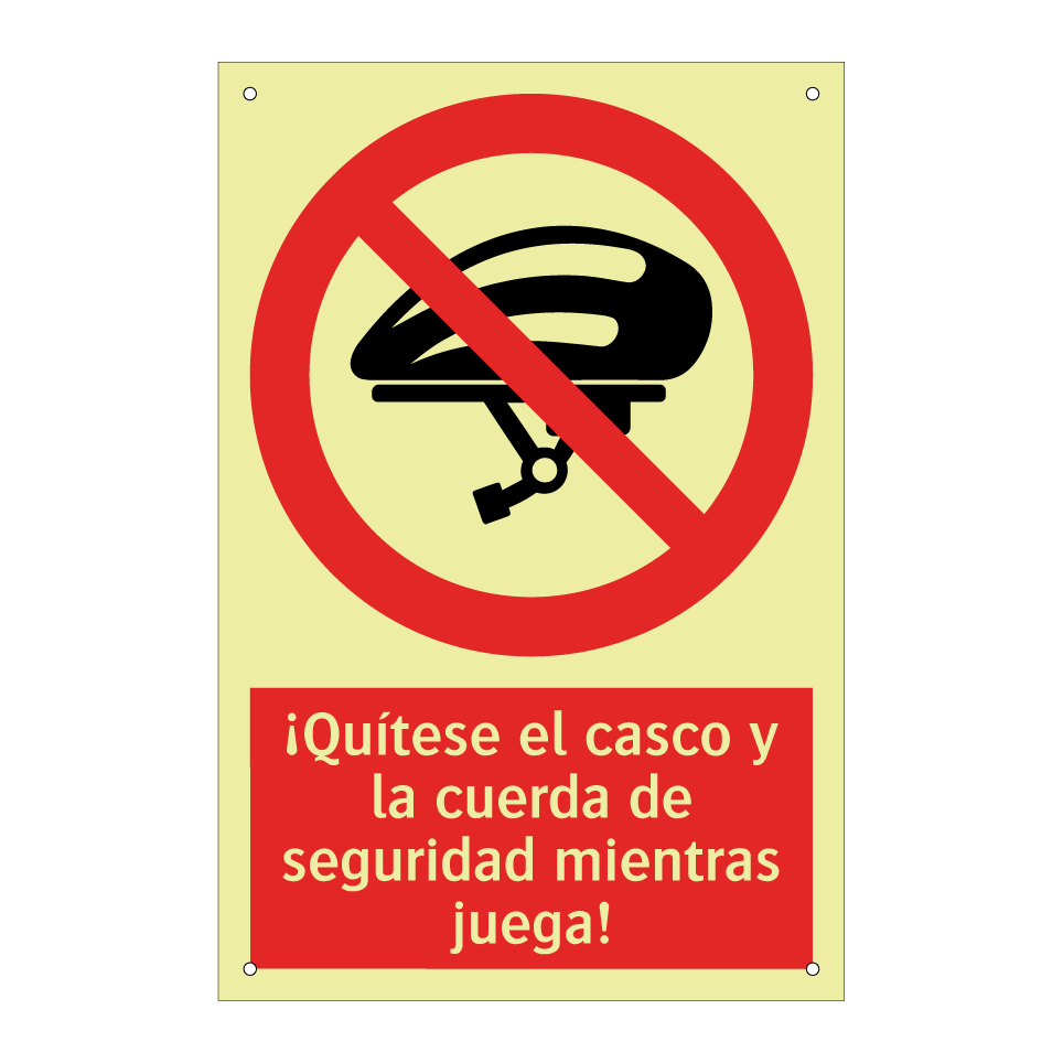 ¡Quítese el casco y la cuerda de seguridad mientras juega!
