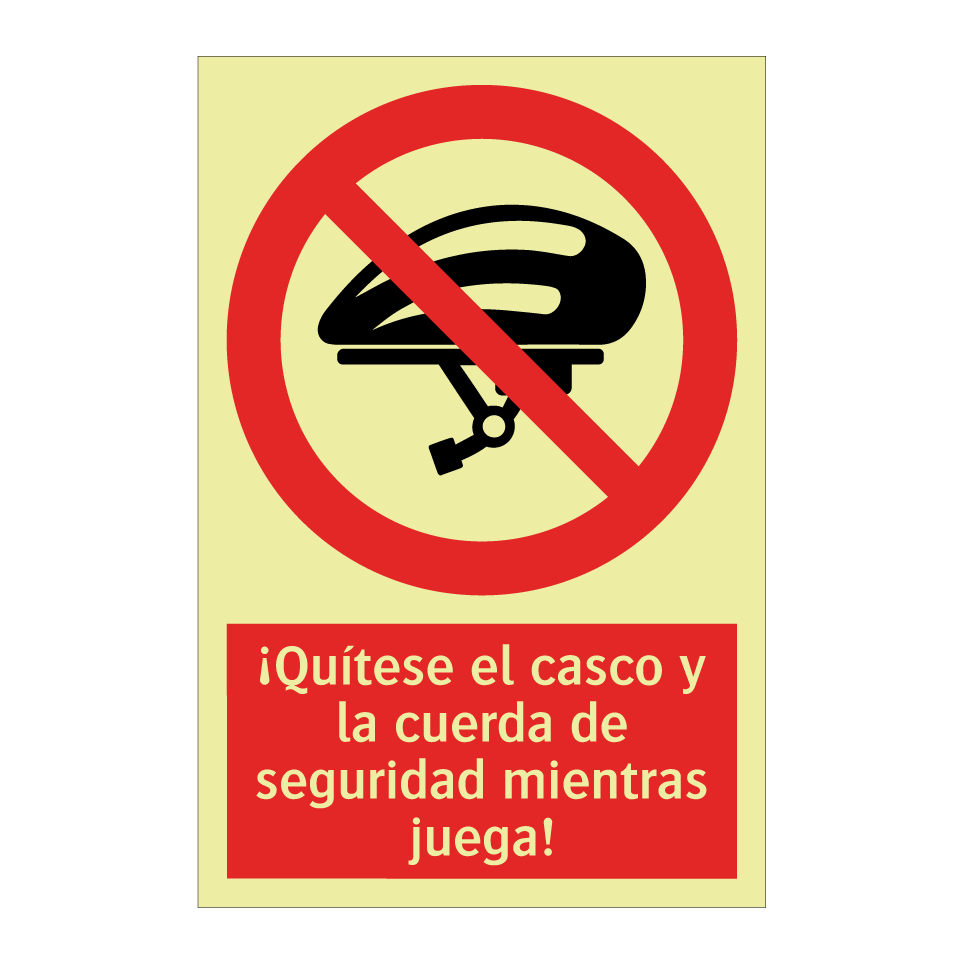 ¡Quítese el casco y la cuerda de seguridad mientras juega!