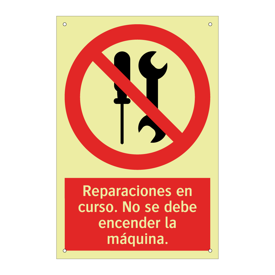 Reparaciones en curso. No se debe encender la máquina.