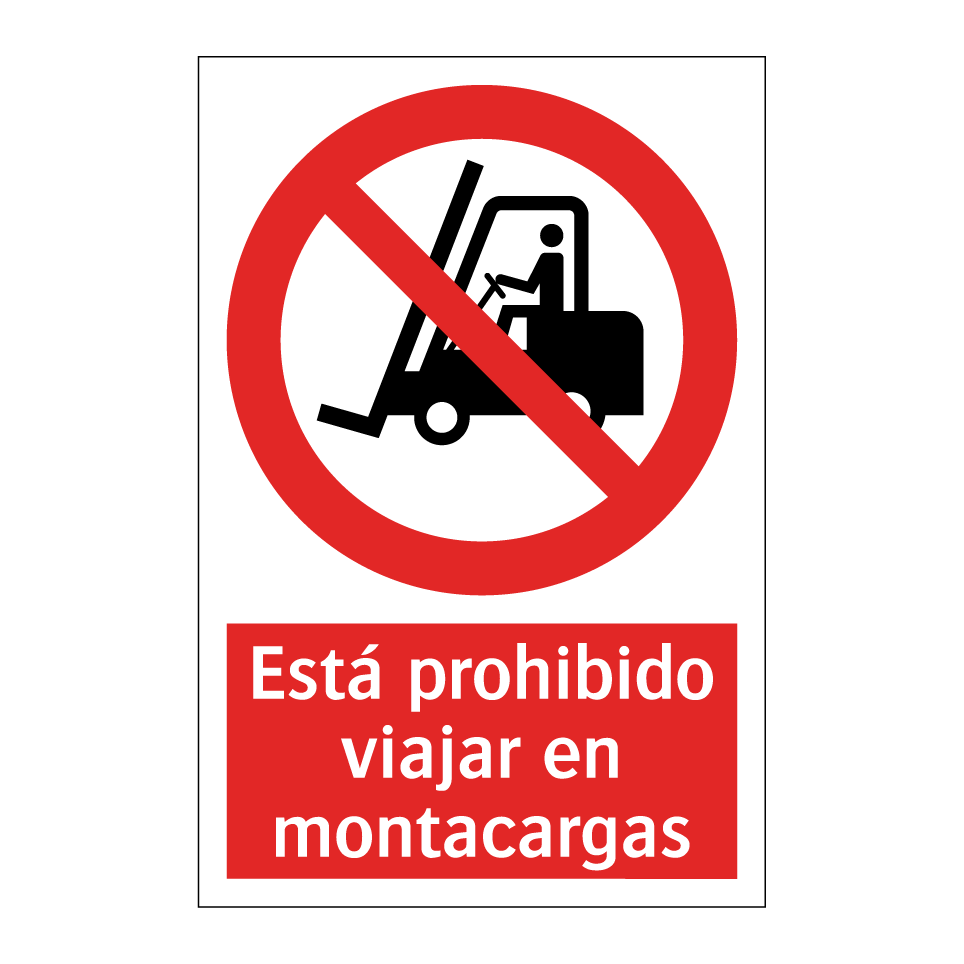 Está prohibido viajar en montacargas