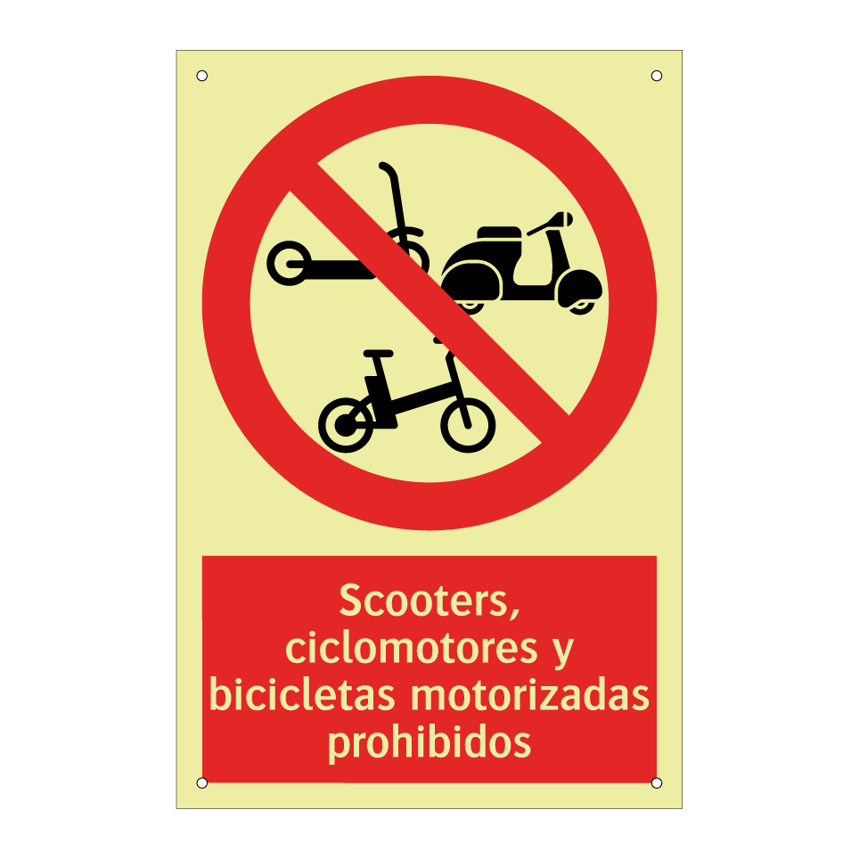 Scooters, ciclomotores y bicicletas motorizadas prohibidos