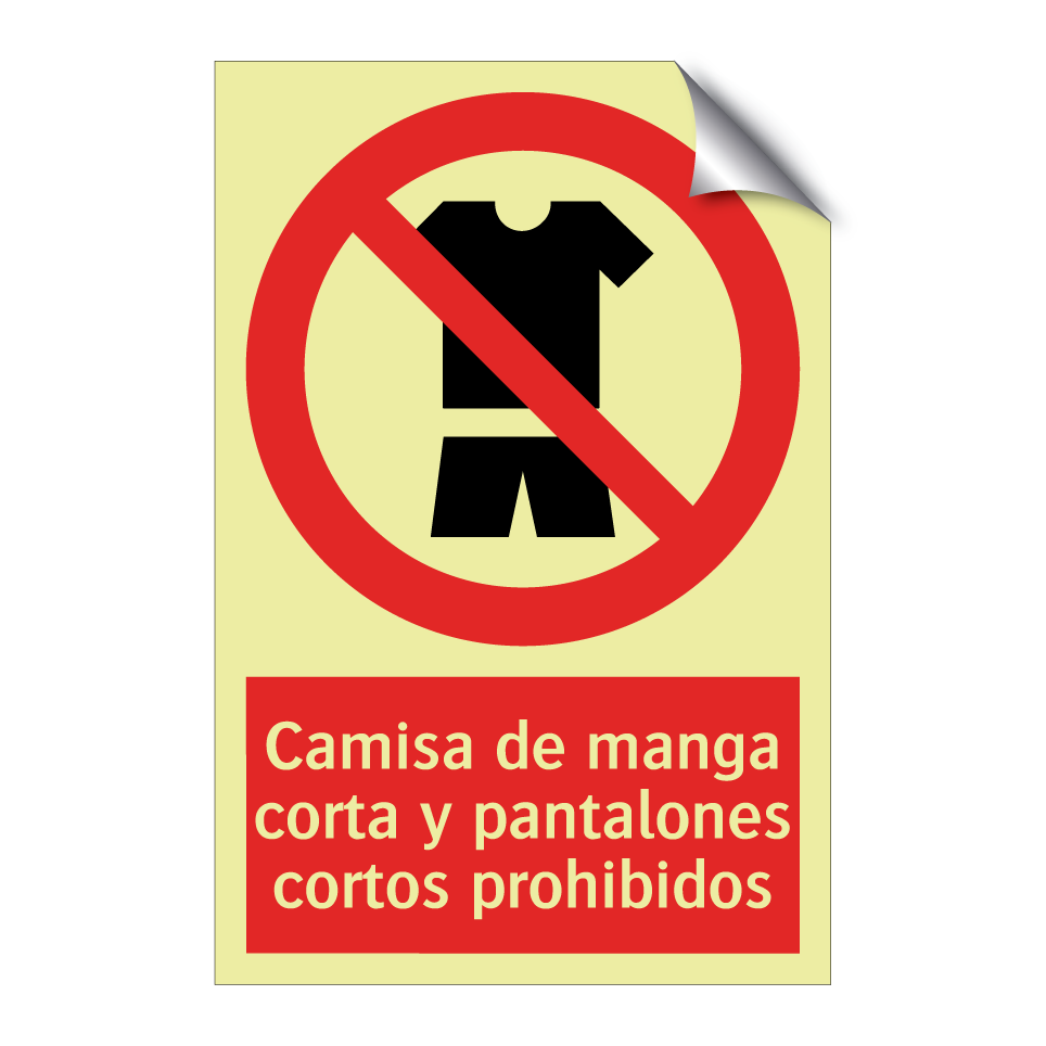Camisa de manga corta y pantalones cortos prohibidos