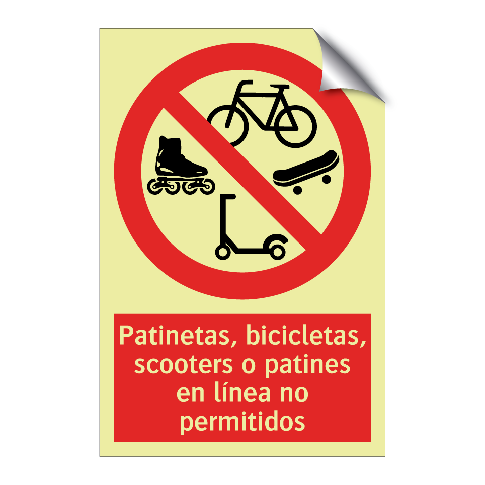 Patinetas, bicicletas, scooters o patines en línea no permitidos