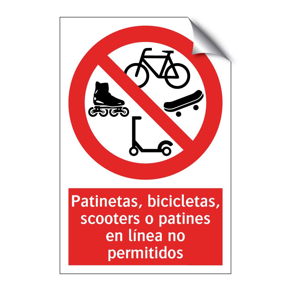 Patinetas, bicicletas, scooters o patines en línea no permitidos