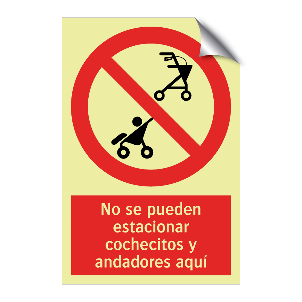 No se pueden estacionar cochecitos y andadores aquí