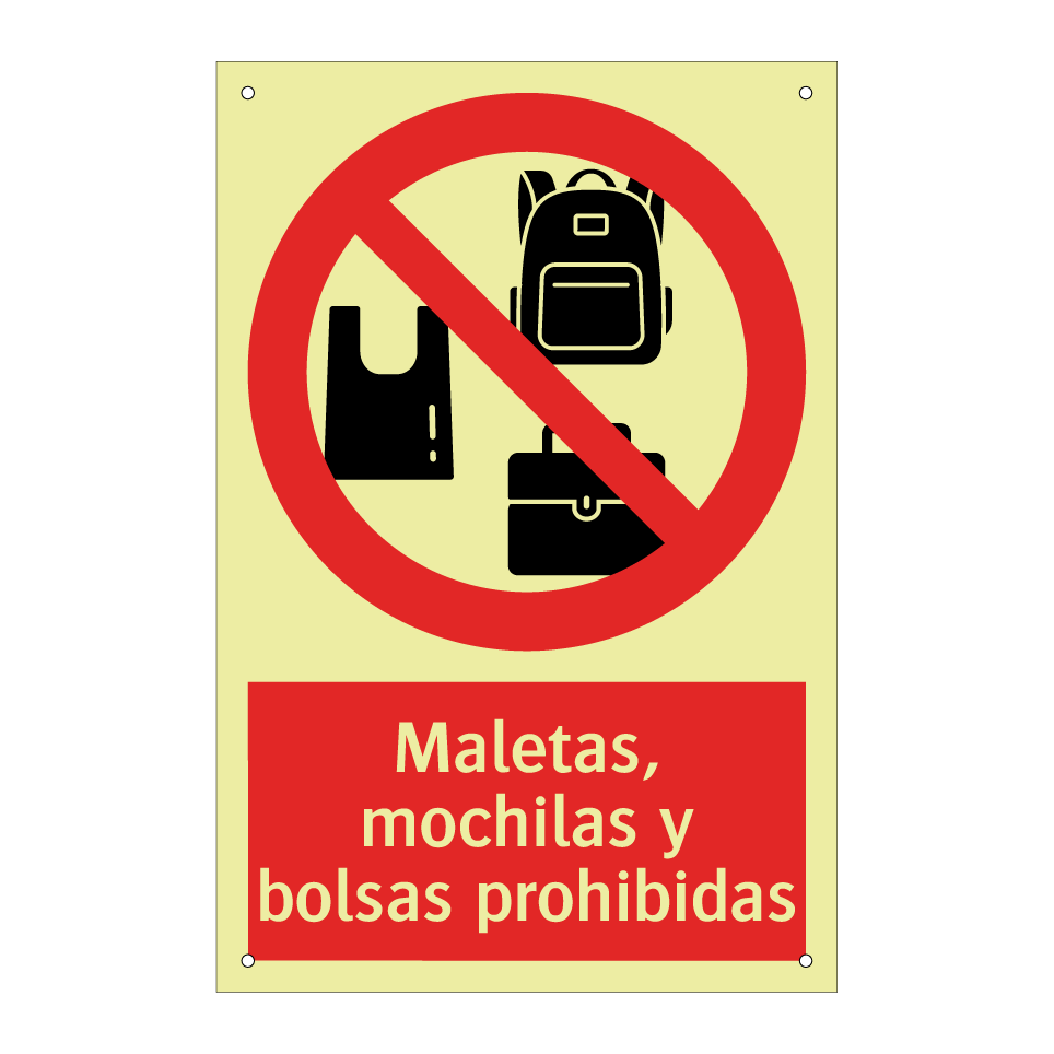 Maletas, mochilas y bolsas prohibidas